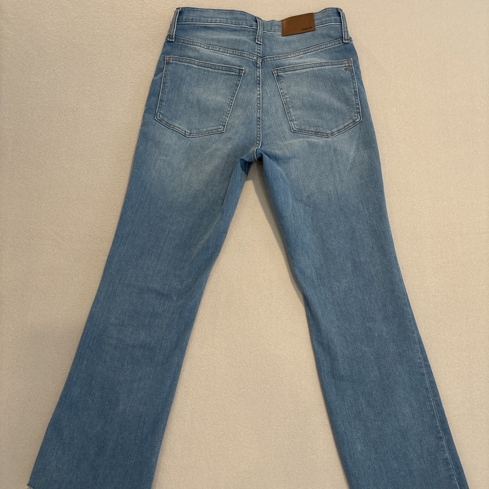 Madewell 27 BLUE Cali Demi-Boot Bootcut Crop Raw Hem Denim Jeans EXCELLENT Soft - Picture 6 of 7